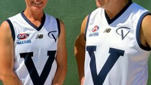 Victoria Country AFL Masters players Nicky Porter and Matt Jones