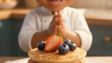 Healthy Pancake Stack with Strawberries & Blueberries 🥞🍓
