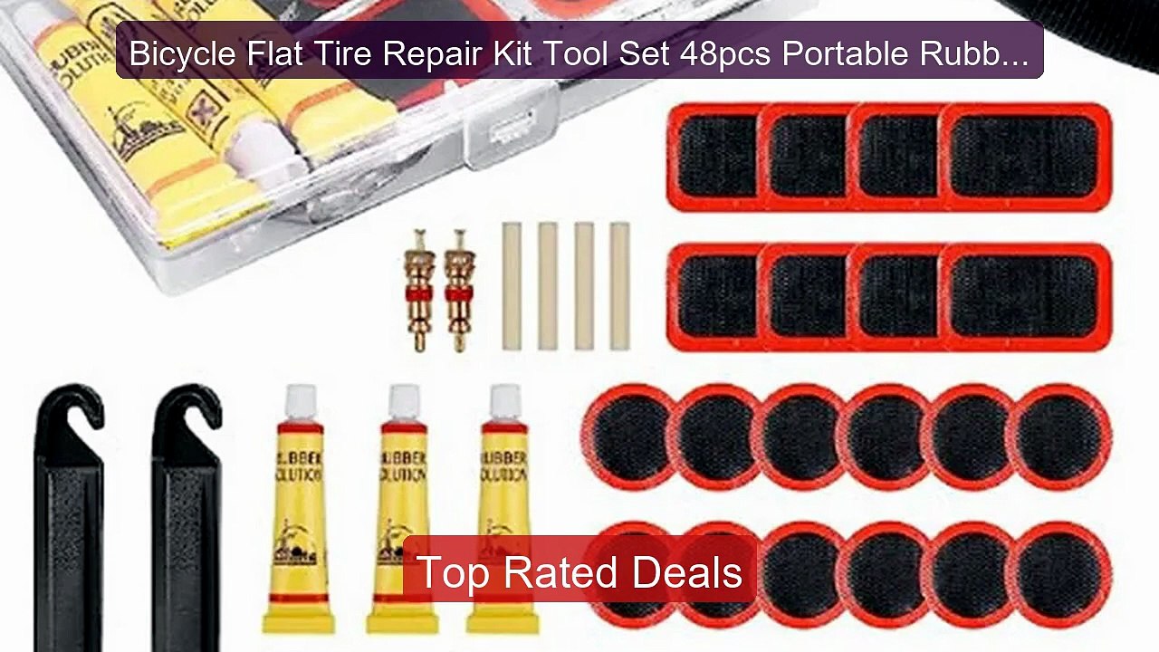 Bicycle Flat Tire Repair Kit Tool Set 48pcs Portable Rubber Fetal ...