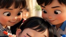 Na ngủ gật trong lớp được tặng combo mặt mèo