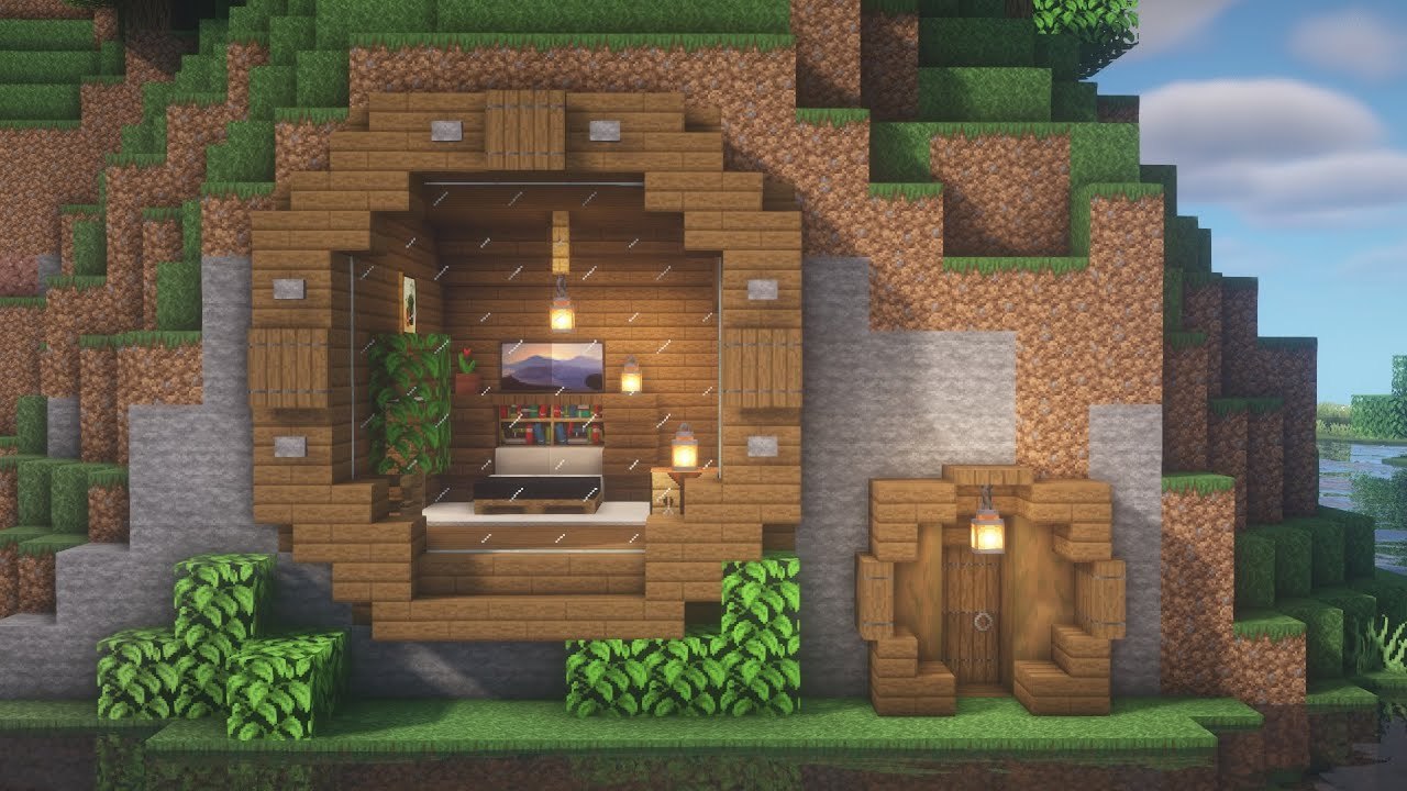 Riverside Mountain House Build | Minecraft Wooden Tutorial with River View