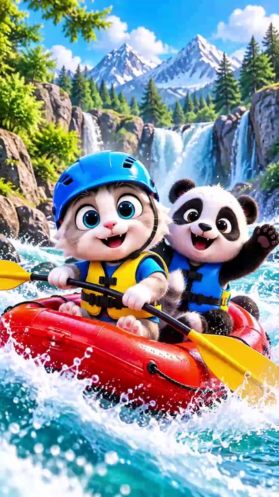 Cute Kitten & Panda River Adventure 🐱🐼 | Fun Rafting Cartoon for Kids ...