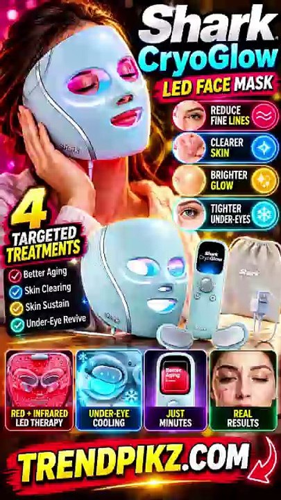 Shark CryoGlow LED Face Mask Review – Red Light Therapy & Under-Eye ...
