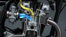 Moteur de Moto 4 Temps en Coupe Transparente
