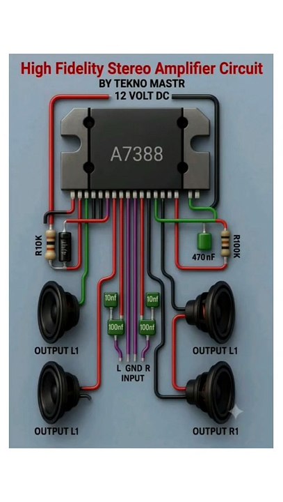 TDA7388 Powerful Bass Amplifier Circuit Diagram & Wiring | Complete ...