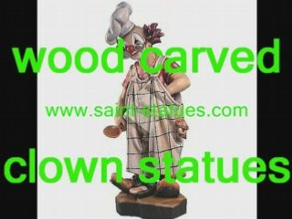 Funny clowns statues wood carved & handcrafted!