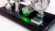 NIKOLATOY Mirror-Polished Stirling Engine with Voltmeter & USB Plug