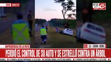 Conducía completamente borracho perdió el control y se estampó contra un árbol