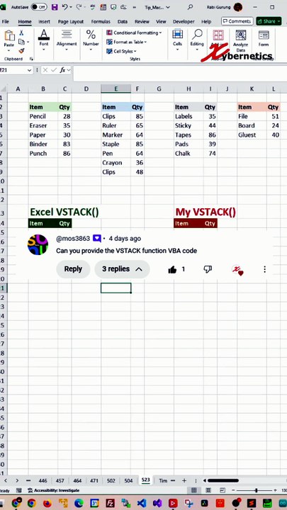 VSTACK() Function In VBA - Excel Tips and Tricks - video Dailymotion