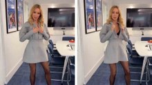 英国人司会者、ツイードドレスと印象的なディテールで注目集める