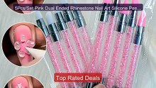 5Pcs/Set Pink Dual Ended Rhinestone Nail Art Silicone Pen Scul... -- Best Buy 2026 | Great Quality!