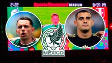 Fidalgo y Berterame sintiendo el himno de México previo a enfrentar a Perú