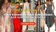 Cheap & Best Top 5 Bohemian Maxi Sundresses For Summer Vacations Unboxing & Review - Bohemian Floral Print Halter Maxi D...