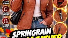 Springrain Women’s Faux Leather Moto Biker Jacket for Fall & Winter | Stylish Hooded Coat | Trend Pickz