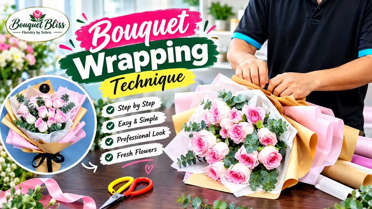 Bouquet Wrapping Technique | Professional Flower Bouquet Making Step by ...