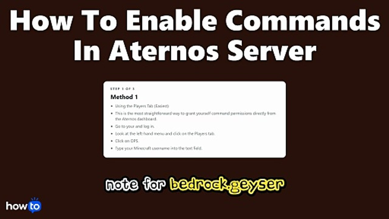 How to enable commands in aternos server (Step by Step) - video Dailymotion