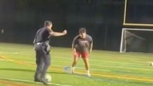 Long Island cop shocks teens with elite soccer skills while wearing full uniform
