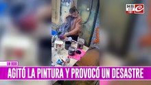 Trabajador agitó demasiado la pintura... ¡y mirá como terminó!