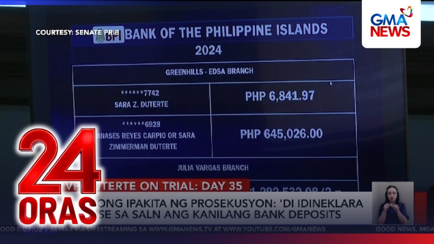 Gustong ipakita ng Prosecution - ‘Di ideneklara ng bise sa SALN ang kanilang bank deposits | 24 Oras