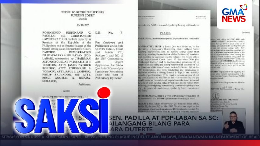 Hiling ni Sen. Go, Sen. Padilla at PDP-Laban sa SC: Ibalik sa 16 ang kailangang bilang para ma-convict si VP Sara Duterte | Saksi