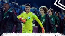 احتفال سيدات المنتخب السعودي بالفوز على موريشيوس في البطولة الدوري