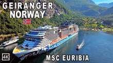 MSC Euribia Enters Geirangerfjord, Norway | Scenic Cruise Arrival in 4K