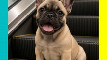 ¡Perrito descubre las escaleras eléctricas y ya no se quiere bajar!