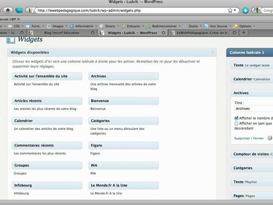 Personnaliser la barre laterale du blog