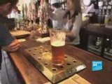 A pub exchanges food for beer