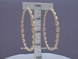 10K Gold 6mm Twisted Dia-Cut Huge Hoop Earrings 3 1/2 Inch