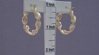 10K Gold 6mm Twisted Dia-Cut Hoop Earrings 1 1/4 Inch Jewelr