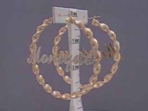 10K Personalized Name 6mm Twisted Huge Hoop Earrings 3 Inch