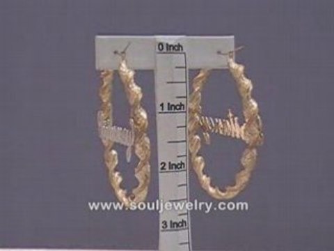 10K Personalized Name 6mm Twisted Hoop Earrings 2 1/2 Inch