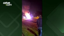 Batida traseira termina em morte e veículo em chamas na BR-116, em Mandirituba