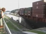 Panama canal connecting Atlantic and Pacific oceans in Centr