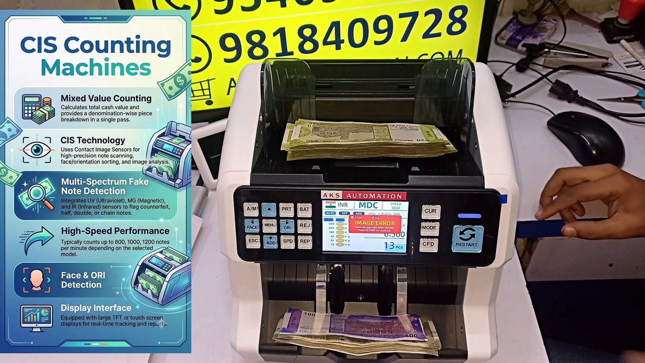 Top Loader Mix Value Cash Counting Machine with ASI & CIS Tech | AKS ...
