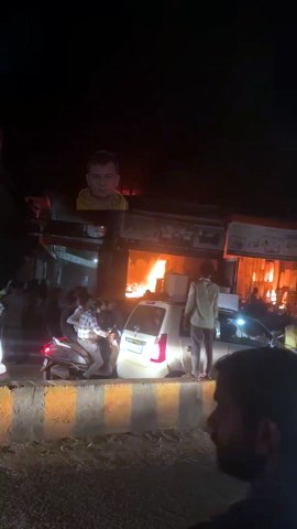 Massive Night Fire Catches Street by Surprise! 😱 #shorts