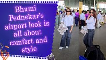 Bhumi Pednekar makes a stylish appearance at Mumbai airport, poses for paparazzi