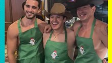 Yahir, Raúl Sandoval y el sobrino de Yahir se quitan la playera y les gritan “¡vuelta, vuelta!”
