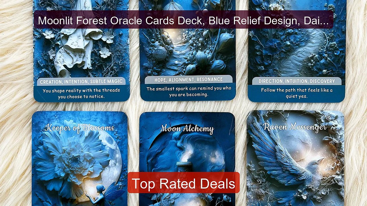Moonlit Forest Oracle Cards Deck, Blue Relief Design, Daily Re ...