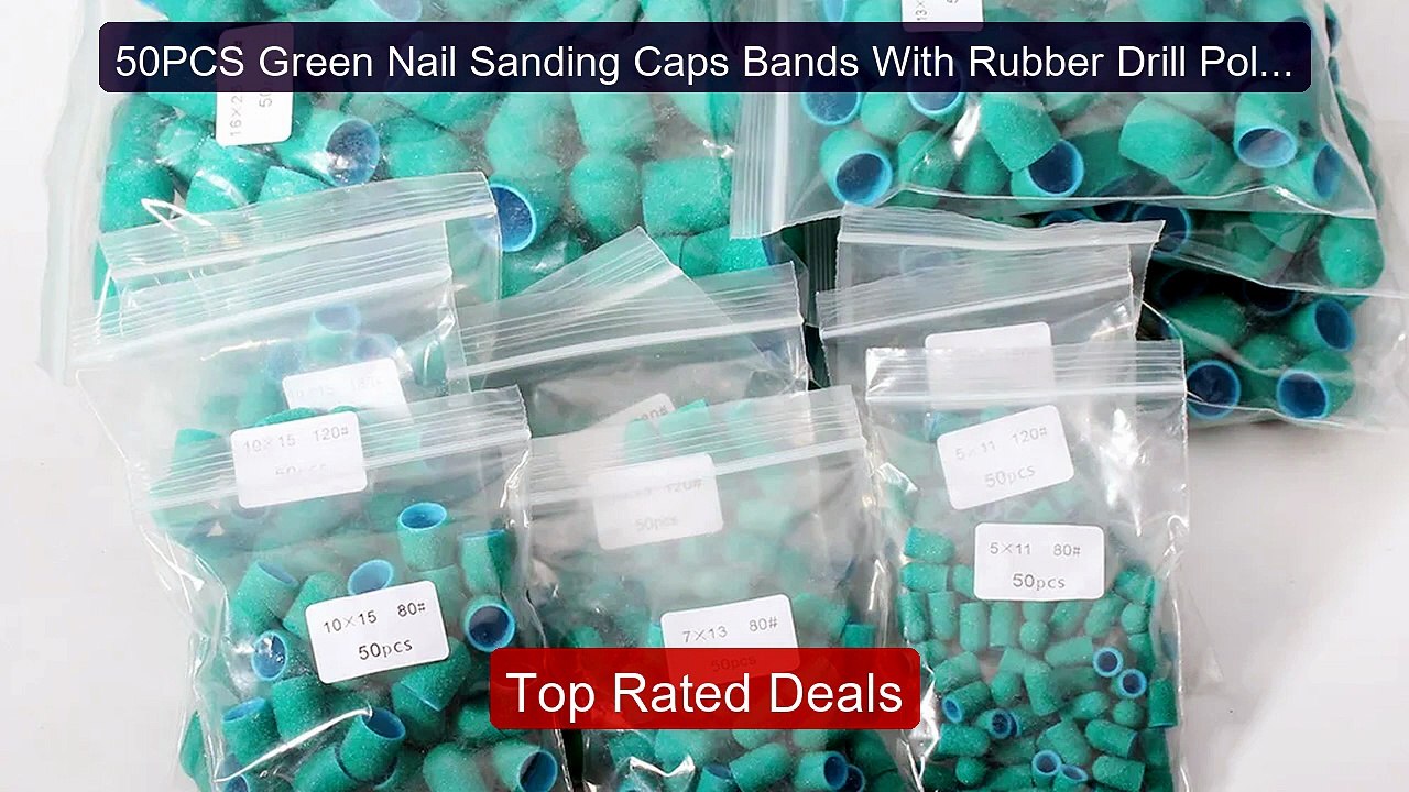 50PCS Green Nail Sanding Caps Bands With Rubber Drill Polishing Nai ...