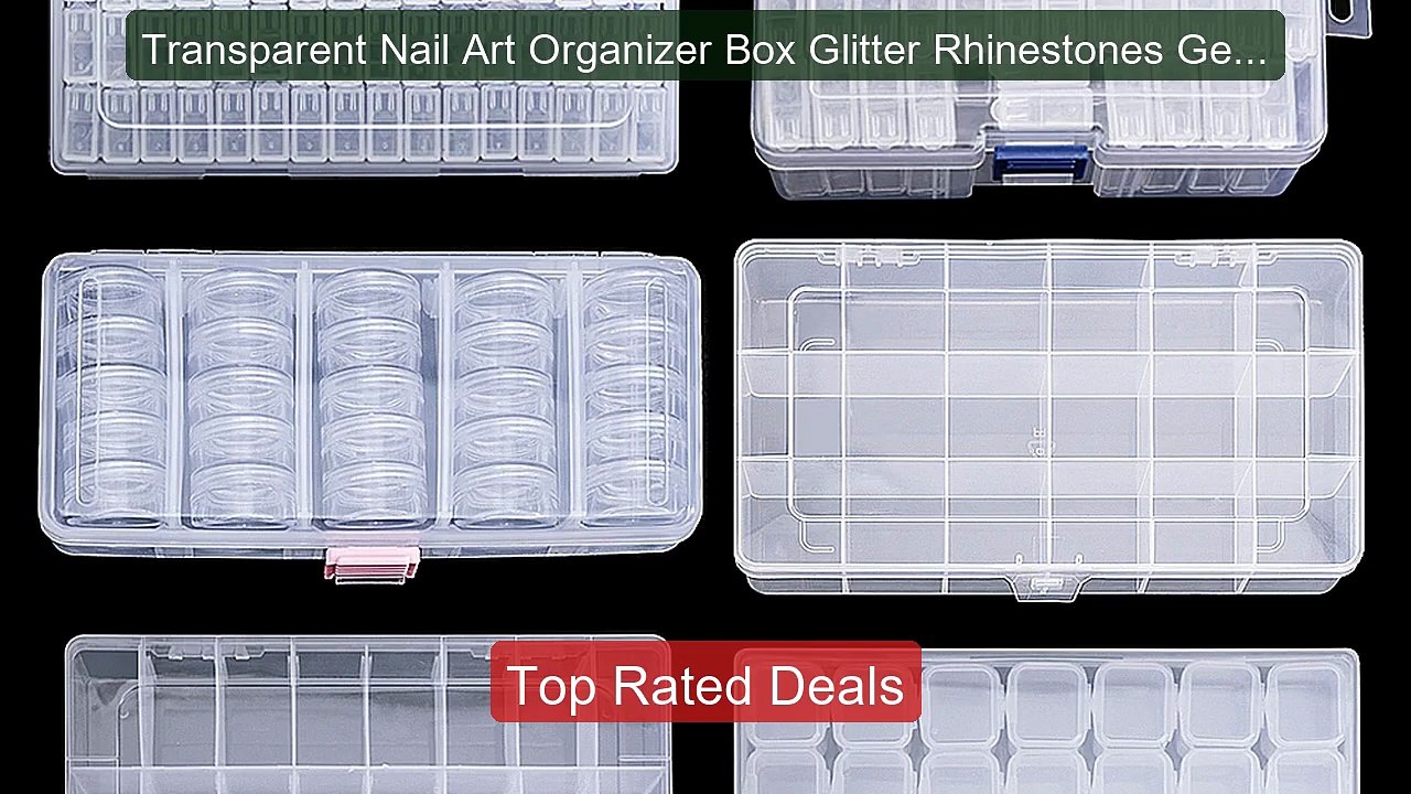 Transparent Nail Art Organizer Box Glitter Rhinestones Gems St ...