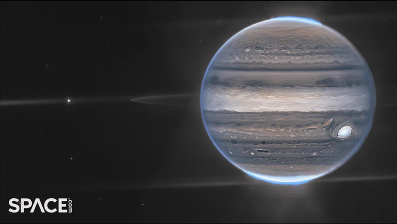 Jupiter's Auroras, Moons And Rings via JW Space Telescope - video ...
