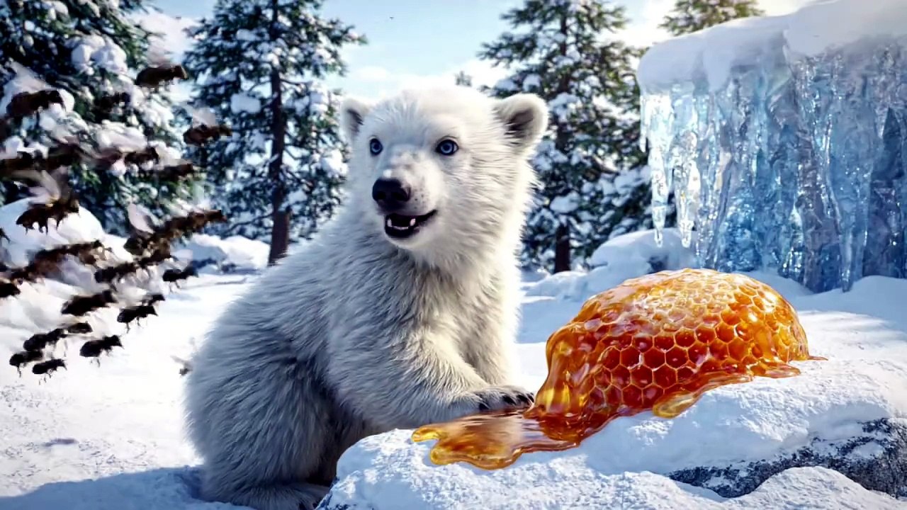 Polar Bear Honey Chase & The Flying Rainbow Bunny! 🍯🌈 - video Dailymotion