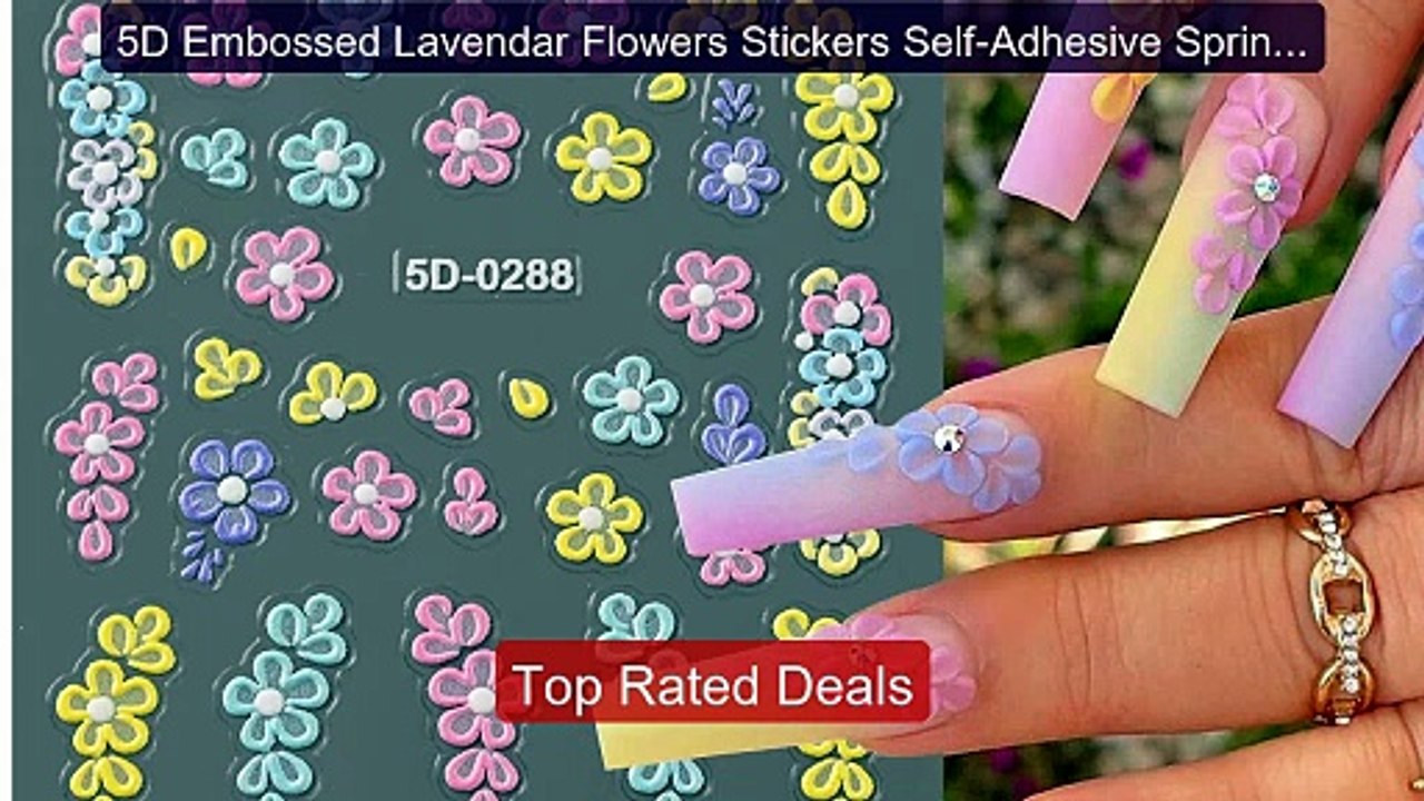 5D Embossed Lavendar Flowers Stickers Self-Adhesive Spring Sakura ...
