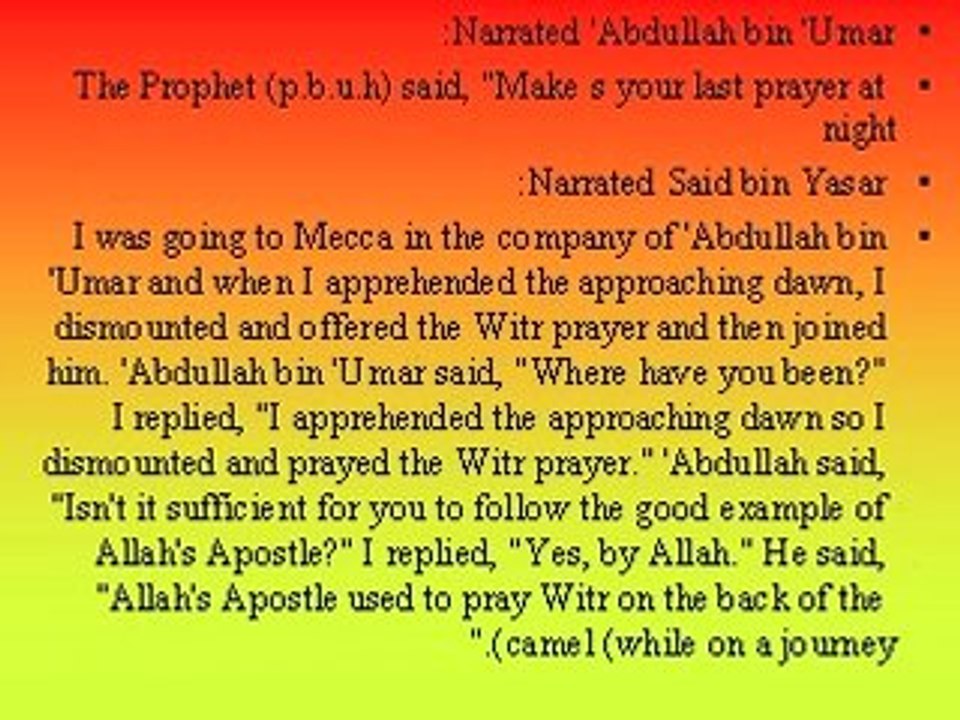 Witr Prayer Hadiths