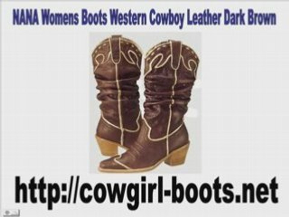 NANA Womens Boots Western Cowboy Leather Dark Brown