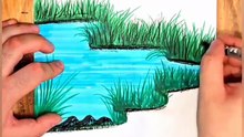 Beautiful Spring Lake Drawing 🌿✏️