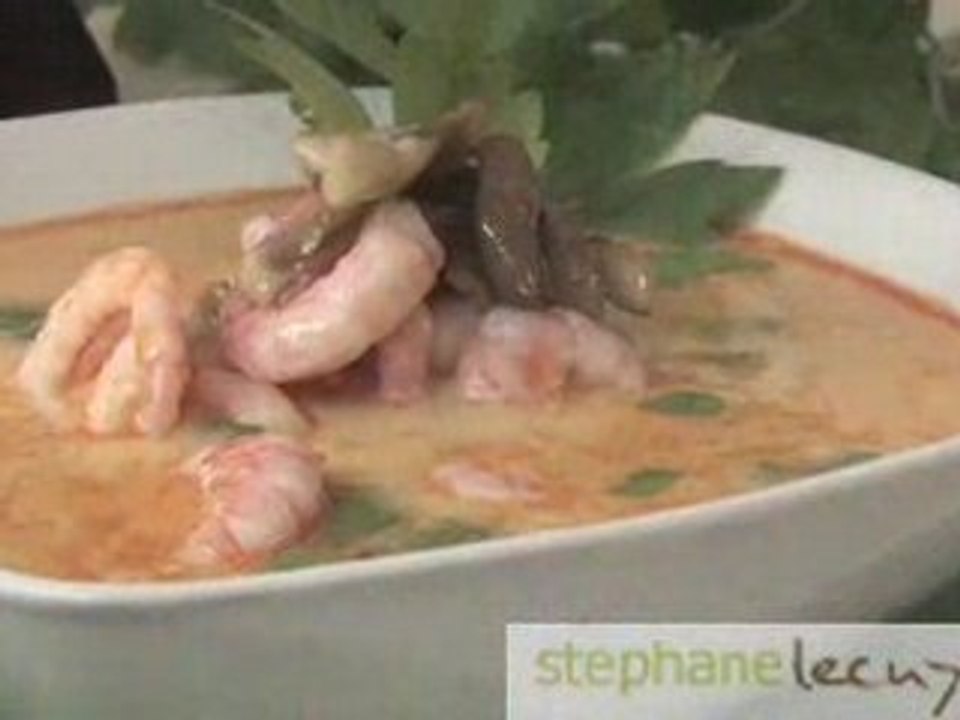 Soupe aux pleurotes et crevettes