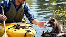 Rosie the Baby Raccoon Lost on the Floating Log 🐾 | Animal Rescue